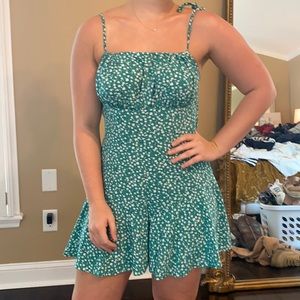 Green floral romper dress